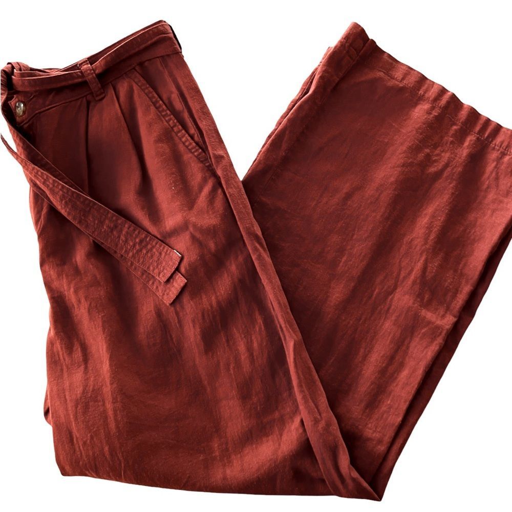 Rust Colored Wide Leg Pants w/Tie Belt by Ana. Size 8.